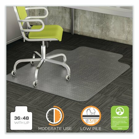 DEFLECTO Moderate Use Chair Mat, Low Pile Carpet, Roll, 36x48, Lipped, Clear CM13113COM